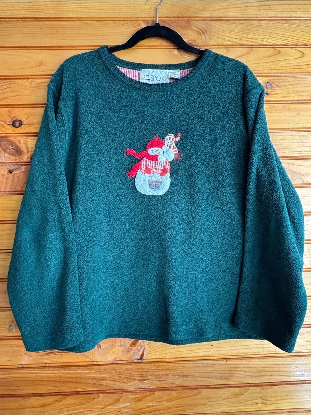 Vintage C.O. Sport Snowman Embroidered Christmas Fleece Pullover Large